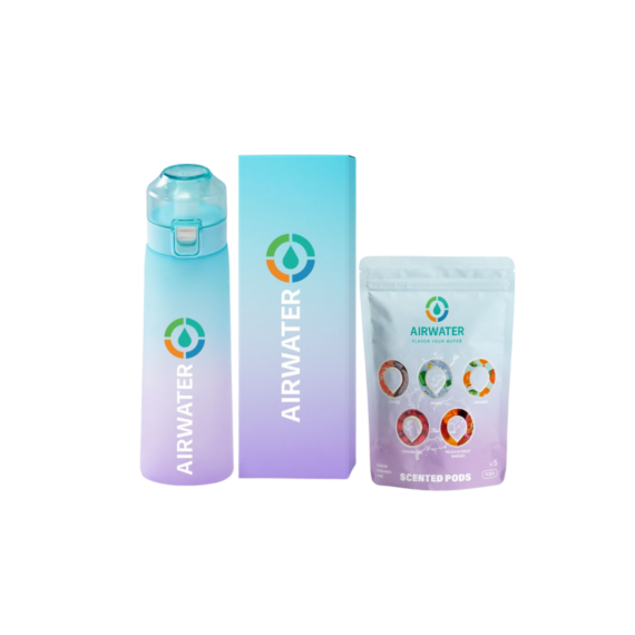 AirWater - Scented Flavour Water Bottle BPA Free Tritan Pink & Blue & 5 Pod Pack Deal